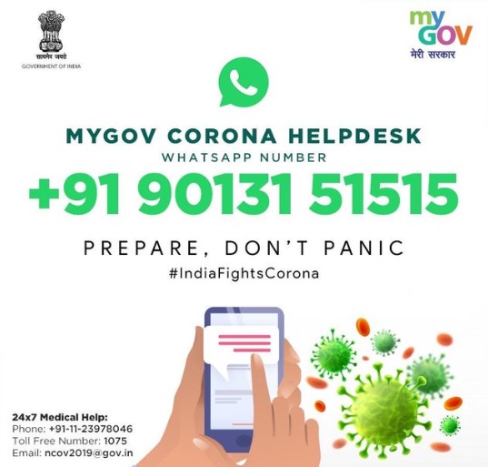 India MyGov Launches Whatsapp chat to fight against corona