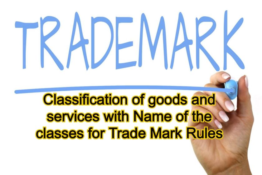 Classification of goods and services with Name of the classes for Trade Mark Rules